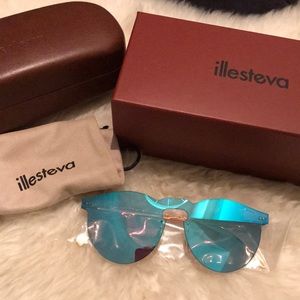 Illesteva Leonard Rimless Mirrored Sunglasses